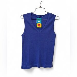 NWT Fresh Produce Royal Blue/Purple V-Neck Tank Top Size L
